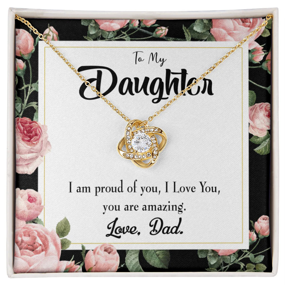 Daughter Amazing Daughter Infinity Knot Cz Necklace Gold Tone Standard Box